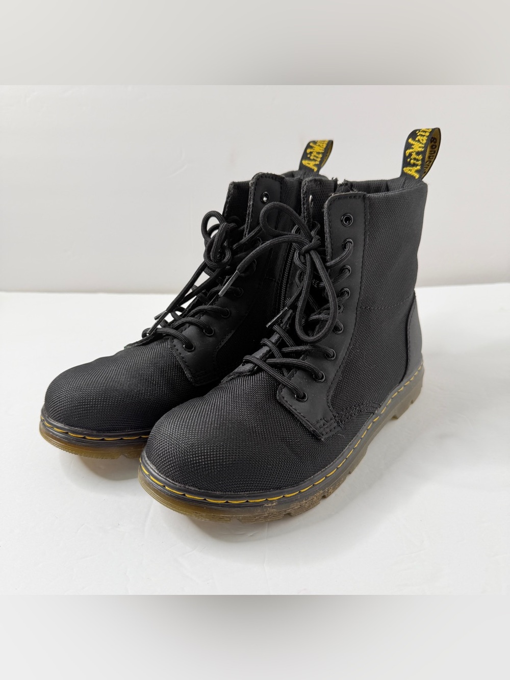 Dr Doc Martens Combs Black Combat Boots Lace Up Zip B6 G7 Junior Youth